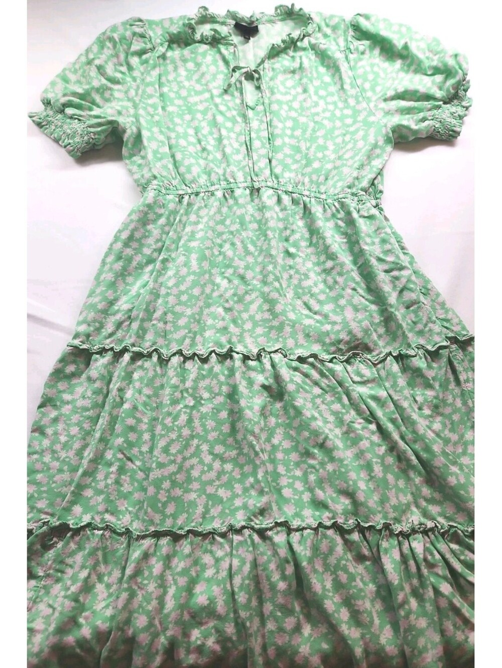 Who What Wear Womens dress M Blue Floral Short Sleeve Elastic Waist Pocket